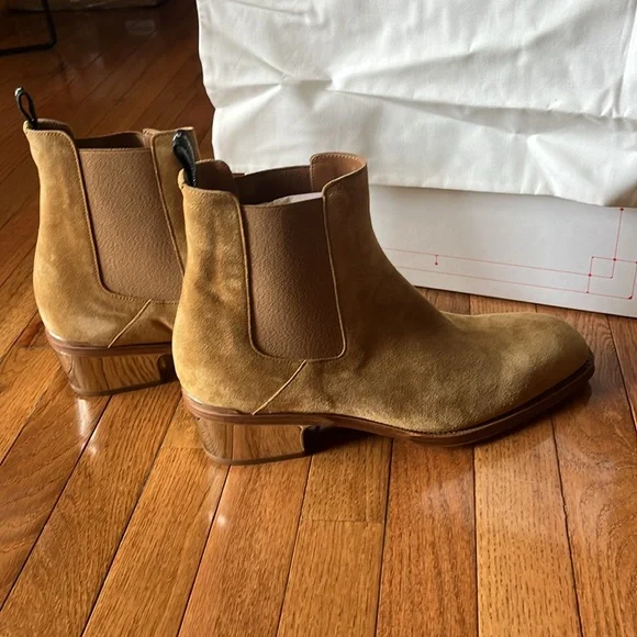 Alexander McQueen Metal Heel Ankle Boots - Suede - Tan/Silver - Picture 6 of 10